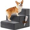 Kohentact Scaletta per Cani e Rampa per Letto Alto e Divano, 33-61 cm Scala Rimovibile per Cani Piccoli e Medi, Schiuma 40D Robusta, Antiscivolo, Rivestimento Lavabile con Rullo Levapelucchi, Grigio