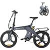 DYU T1 Bicicletta Elettrica Pieghevole 20 Pollici con Sensore di Coppia, Bici Elettrica con Batteria Rimovibile 36V 10Ah, Cambio a 7 Velocità, Ammortizzatore Sella, Portapacchi Posteriore
