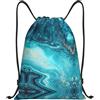 Kfjghhl Pietra Blu Oro Marmo Coulisse Zaino Borsa Sport Sackpack Bulk Cinch Gym Bag Donne Uomini Bambini Sport All'aperto, Nero , M, Vacanze