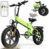 EGGKING Bicicletta Elettrica 20 x 4 Fat Tire, Autonomia 60-80 Km, Doppia Sospensione e 7 Velocità, E-Bike per Adulti, Batteria Rimovibile 48V 17.5 Ah, Display e Controllo APP