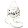 Garneck Borsa a Forma di Pallone da Basket con Tracolla a Catena, Pouch Bianca in PU, con Cerniera, per Ragazze, per Uscite