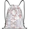 Kfjghhl Marmo Bianco Oro Rosa Coulisse Zaino Borsa Sport Sackpack Bulk Cinch Gym Bag Donne Uomini Bambini Sport All'aperto, Nero , M, Vacanze