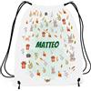 Caribu design Sacca Personalizzata con Nome per Asilo, Scuola Materna/Elementare, Nido, Sport - Zaino Bambino Animali Orsetto Coniglietto Uccellini - Idea Regalo