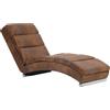 vidaXL Chaise longue marrone in pelle scamosciata