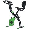 vidaXL SunvelloCyclette Pieghevole 2 in 1, Resistenza Magnetica Regolabile 8 Livelli, Cyclette da Casa Silenziosa con Sensore di Frequenza Cardiaca, Elastici per Braccia, Schermo LCD, Volano 2.5kg, Verde