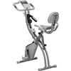 vidaXL SunvelloCyclette Pieghevole 2 in 1, Resistenza Magnetica Regolabile 8 Livelli, Bici da Fitness con Sensore di Frequenza Cardiaca, Elastici per Braccia, Schermo LCD, Volano 2.5kg, Grigio