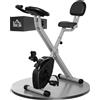 vidaXL SunvelloCyclette Pieghevole da Fitness in Acciaio, Cyclette da Casa Silenziosa con Manubrio e Sella Regolabili/Resistenza Regolabile a 8 Livelli, Schermo LCD e Sensore di Frequenza Cardiaca, Grigio