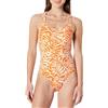 Amazon Essentials Costume da Bagno Intero, con Spalline Incrociate sulla Schiena Donna, Arancio Ruggine Palme Astratte, 48