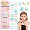 EBANKU Kids Adesivi Unghie Gel UV |Fiore Blu Verde Gel UV | 22PCS Smalto Adesivo per Unghie per Bambini (Age 6+), Adesivi per unghie in gel, Strisce Gel Unghie