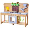 VEVOR Cucina di Fango da Esterno per Bambini da 1220 x 425 x 930 mm, Cucine da Gioco con Fornelli, Ganci, Doppi Lavelli, Pale da Piantagione, Spatole, Pentole e Accessori, Giochi con Acqua e Sabbia