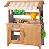 VEVOR Cucina di Fango da Esterno per Bambini da 795 x 339 x 1000 mm, Cucine da Gioco in Legno da Esterno con Cucchiai, Lavello, Vasca, Tettuccio Parasole, Pale, Pentole e Accessori, per Prato