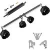 SuperLove Metal Spreader Bar with Zip Hand & Ankle Cuffs Black