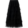 KBOPLEMQ Gonna lunga da donna, con orlo dritto, in tulle, a vita alta, elastica, linea ad A, con volant, a strati, con fodera in rete, per festival, da ballo, per carnevale, tutù