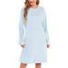 Vlazom Camicia da Notte Invernale Donna Flanella Lunga con Tascone Morbida | Flanella Morbida e Calda, Grande Tasca Ventrale Pratica, Scollo Rotondo Comodo, Disponibile in Più Colori