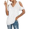 KBOPLEMQ Maglia da donna con paillettes, metallizzata, spalle scoperte, elegante, per feste, discoteca, carnevale, Capodanno, discoteca, scollo a V, brillante, moda estiva per feste