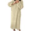 YOSUWOAI Abito da casa da donna lungo al ginocchio, camicia da notte in pile, pigiama invernale in peluche, morbido e caldo, in tinta unita con tasche, comodo abito da notte, beige., XL