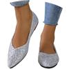KBOPLEMQ Scarpe Donna Autunno-Inverno 14, Ballerine Piatte con Punta a Punta, Paillettes, Eleganti Scarpe da Ballo Chiuse, Glitter, Comode per Tempo Libero, Feste e Capodanno, Argento, 41