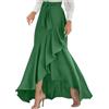 KBOPLEMQ Bodycon Gonna da donna tinta unita con lacci, gonna a vita alta, maxi gonna a linee, swing, volant, gonna casual, orlo irregolare, gonne lunghe per serate, feste, cocktail, O verde, L