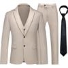 KUDMOL Tuta da uomo 3 pezzi Due Bottoni Business Matrimonio Smoking Uomo Giacca Gilet Pantaloni Set con Cravatta