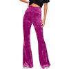 KBOPLEMQ Pantaloni a zampa da donna, a vita alta, elasticizzati, da yoga, con gamba larga, in velluto dorato, per ragazze, a gamba larga, per feste, abbigliamento formale