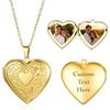 ALBERTBAND Collana Foto Personalizzata Ciondolo Cuore Medaglione da Donna con 2 Foto e Testo Gioiello Regalo per Mamma Moglie Fidanzata (C#Oro)