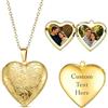 ALBERTBAND Collana Foto Personalizzata Ciondolo Cuore Medaglione da Donna con 2 Foto e Testo Gioiello Regalo per Mamma Moglie Fidanzata (B#Oro)