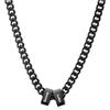Ashleymade Collana Uomo Personalizzata con Nome Catena Cubana in Acciaio Inossidabile 60+5 cm Collana con Incisione per Papà Marito Fidanzato Regalo Natale Festa del Papà (nero-2)