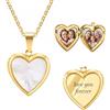 ALBERTBAND Collana Foto Personalizzata Ciondolo Cuore Medaglione da Donna con 2 Foto e Testo Gioiello Regalo per Mamma Moglie Fidanzata (A#Oro)