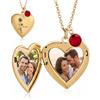 Grovjewfit Collana con Foto Personalizzata da Donna Collana a cuore con Nome Fiore natale Regalo per Festa della mamma Natale San valentino (A-oro)