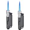 GAOUTO 2 accendini: accendino a fiamma jet, butano ricaricabile, fiamma coerente, fiamma regolabile, forma alternativa accendino per uomini (senza gas)
