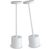 MOKEKA 2 pezzi Lampada da Tavolo LED Ricaricabile Senza Fili, Dimmerabile, 3 Modalità di Colore, Design Minimalista, Ideale per Sala da Pranzo, Camera da Letto e Uso All'aperto (Pacco da 2, Bianco)