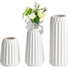 Aurobest 3 Pezzi Vaso Ceramica, Set Vasi Decorativo Moderni, Vaso Cilindrico Decorazione, Contenitore per Fiori Secchi, Vasi Bianco Stile Boho per Soggiorno, Tavolo, Camera Letto (Piccolo, Medio, Grande)