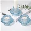 HofferRuffer Set di 3 portacandele in vetro per candele coniche e candele tealight, blu