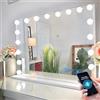 FENCHILIN Specchio trucco con Luci e altoparlante, Hollywood con 18 lampade a LED dimmerabili Porta di ricarica USB Grande per makeup, ingranditore 10x 80x58cm