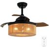 Cecotec Ventilatore da Soffitto con Luce EnergySilence Aero 3600 Invisible Natural Style. Corda Naturale, 25 W, Diametro 91 cm, Telecomando, Timer 8 Ore, 6 Velocità, 3 Pale, Estate/Inverno