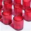 VOHO Set di 12 portacandele votivi rossi in vetro a coste, per decorazioni festive/feste, portacandele per matrimoni, centrotavola per tavoli