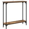 fsahslih Tavolo consolle in legno e metallo, 75 x 22,5 x 75 cm, legno anticato