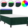 vidaXL Letto a molle con materasso e LED verde scuro 80x200 cm in velluto