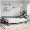 vidaXL Letto da giorno allungabile grigio chiaro 100x200 cm tessuto