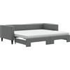 vidaXL Letto da giorno allungabile con materassi grigio scuro 90x190 cm tessuto