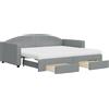 vidaXL Letto da giorno allungabile con cassetti grigio chiaro 90x190 cm in tessuto