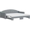 vidaXL Letto da giorno allungabile con materasso grigio chiaro 90x190 cm tessuto