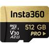 Insta360 Scheda di memoria microSDXC Insta360 da 512 GB, professionale, V30, A2, UHS-I, velocità di lettura/scrittura di 90 MB/s