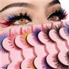 yufana Ciglia Colorate, 3d Ciglia False, Confezione Da 7 Paia, Le False Sono Adatte Per I Carnevali Di Halloween