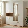 Dmora Guardaroba Grande Ichihara 179x227h cm Bianco 4 Ripiani 2 Cassetti, Armadio Camera da Letto Appendiabiti