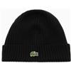 Lacoste Berretto Costina Risvolto Lana 100% Nero
