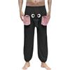 YOSUWOAI Pantaloni di peluche da uomo in pile spessi pantaloni pigiama divertenti con stampa elefante pantaloni pigiama con naso lungo e orecchie grandi autunno inverno caldi pantaloni di flanella