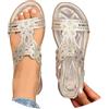 KBOPLEMQ Scarpe estive da donna stile boho cristalli sandali ortopedici romani con zeppa eleganti scarpe estive con tacco grandi taglie sandali romani comodi da ragazza scarpe da spiaggia, O Gold, 37