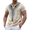 YOSUWOAI Camicia da uomo Renaissance Steampunk Pirata Camicie Spiaggia Hippie Medievale Stile Vichingo T-shirt con Stampa Etnica Africana Dashiki Stampata, O kaki, 3XL