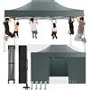 COBIZI Gazebo 3x4,5 Pieghevole Impermeabile con Parete Laterale,Gazebo Esterno Resistente,Tende per Gazebo,Tendone Padiglione Pop Up per Feste Campeggio (3 per 4,5m Grigio)